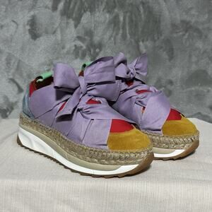 Free People Chapmin Espadrille Sneakers Womens 6 Purple Ribbons Chic Femme Boho